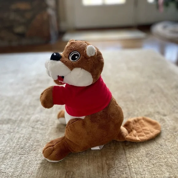 Brown and Red Stuffed Beaver Toy - Picture 2 of 7